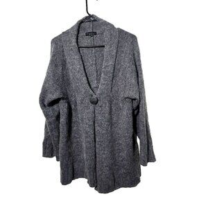 Chiaramente Cardigan XL Alpaca Wool Blend Gray Button Italian Made Lagenlook